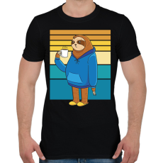 PRINTFASHION Lajhár kávéval - Férfi póló - Fekete