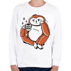 PRINTFASHION Lajhár kávéval - Gyerek pulóver - Fehér