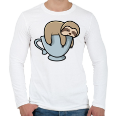 PRINTFASHION Lajhár kávézik  - Férfi hosszú ujjú póló - Fehér