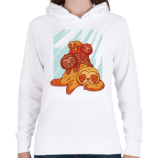 PRINTFASHION Lajhár kupac - Női kapucnis pulóver - Fehér női pulóver, kardigán