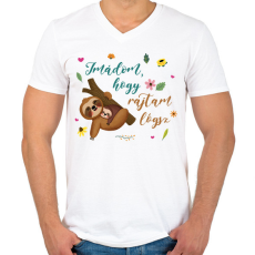 PRINTFASHION Lajhár lógás - anya - Férfi V-nyakú póló - Fehér