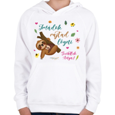 PRINTFASHION Lajhár lógás - gyerek - Gyerek kapucnis pulóver - Fehér gyerek pulóver, kardigán