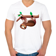 PRINTFASHION Lajhár mászik  - Férfi V-nyakú póló - Fehér