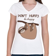 PRINTFASHION Lajhár  - Női V-nyakú póló - Fehér női póló