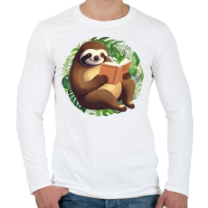 PRINTFASHION Lajhár olvas - Férfi hosszú ujjú póló - Fehér