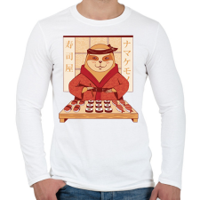 PRINTFASHION Lajhár sushival - Férfi hosszú ujjú póló - Fehér férfi póló