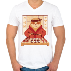 PRINTFASHION Lajhár sushival - Férfi V-nyakú póló - Fehér