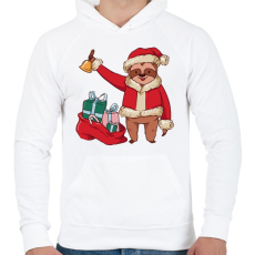 PRINTFASHION Lajhár télapó - Férfi kapucnis pulóver - Fehér