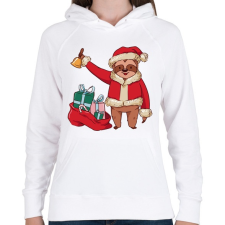 PRINTFASHION Lajhár télapó - Női kapucnis pulóver - Fehér női pulóver, kardigán