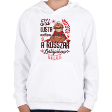 PRINTFASHION Lajhár Túl lusta voltam a rosszak listájához - Gyerek kapucnis pulóver - Fehér