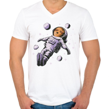 PRINTFASHION Lajhár űrhajós - Férfi V-nyakú póló - Fehér férfi póló