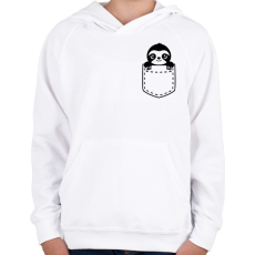 PRINTFASHION Lajhár zsebben - Gyerek kapucnis pulóver - Fehér