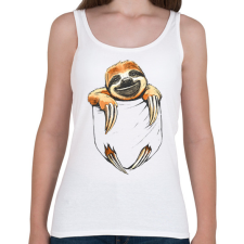 PRINTFASHION Lajhár zsebben - Női atléta - Fehér női trikó