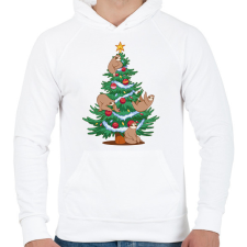 PRINTFASHION Lajháros Karácsonyfa - Férfi kapucnis pulóver - Fehér férfi pulóver, kardigán