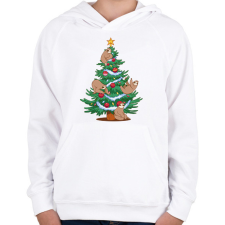 PRINTFASHION Lajháros Karácsonyfa - Gyerek kapucnis pulóver - Fehér gyerek pulóver, kardigán