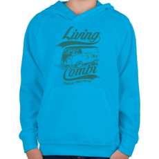 PRINTFASHION Lakókocsi - Gyerek kapucnis pulóver - Azúrkék