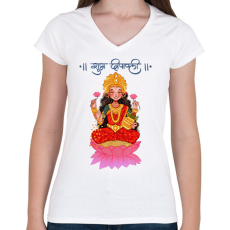 PRINTFASHION lakshmi05 - Női V-nyakú póló - Fehér