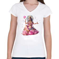 PRINTFASHION lakshmi08 - Női V-nyakú póló - Fehér női póló