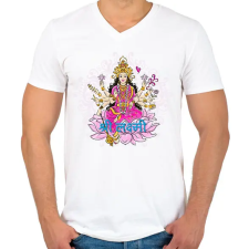 PRINTFASHION lakshmi - Férfi V-nyakú póló - Fehér férfi póló