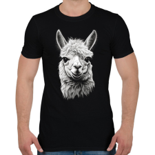 PRINTFASHION Láma fej - Férfi póló - Fekete férfi póló