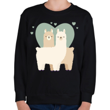 PRINTFASHION Láma Love - Gyerek pulóver - Fekete gyerek pulóver, kardigán