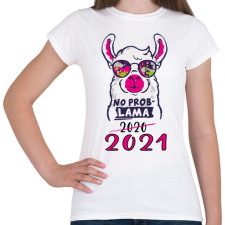 PRINTFASHION Láma - no problama. 2021 - Női póló - Fehér női póló