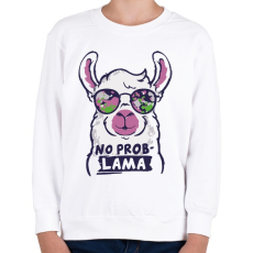 PRINTFASHION Láma - no problama - Gyerek pulóver - Fehér