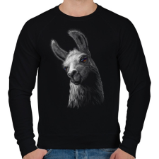 PRINTFASHION Láma portré - Férfi pulóver - Fekete férfi pulóver, kardigán