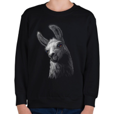 PRINTFASHION Láma portré - Gyerek pulóver - Fekete gyerek pulóver, kardigán