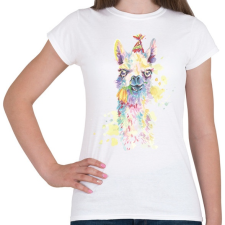 PRINTFASHION Láma vízfesték - Női póló - Fehér női póló