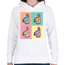 PRINTFASHION Lámák - Női kapucnis pulóver - Fehér női pulóver, kardigán