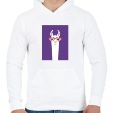 PRINTFASHION lamalogo - Férfi kapucnis pulóver - Fehér férfi pulóver, kardigán