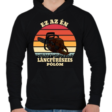 PRINTFASHION Láncfűrész / Favágó - Férfi kapucnis pulóver - Fekete férfi pulóver, kardigán