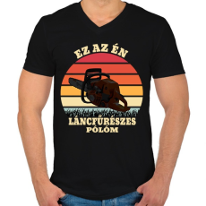 PRINTFASHION Láncfűrész / Favágó - Férfi V-nyakú póló - Fekete