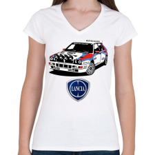 PRINTFASHION Lancia Delta - Női V-nyakú póló - Fehér női póló