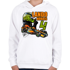 PRINTFASHION Lando Norris F1 - Gyerek kapucnis pulóver - Fehér