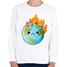 PRINTFASHION Lángoló Föld - Gyerek pulóver - Fehér