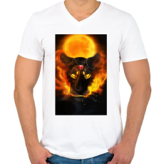 PRINTFASHION Lángoló oroszlán - Férfi V-nyakú póló - Fehér