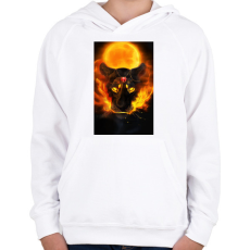 PRINTFASHION Lángoló oroszlán - Gyerek kapucnis pulóver - Fehér