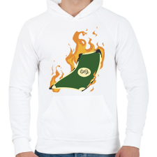 PRINTFASHION Lángoló pénz - Férfi kapucnis pulóver - Fehér férfi pulóver, kardigán