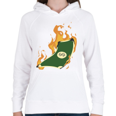 PRINTFASHION Lángoló pénz - Női kapucnis pulóver - Fehér
