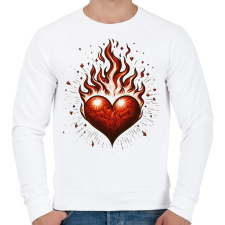 PRINTFASHION Lángoló Szív  - Férfi pulóver - Fehér férfi pulóver, kardigán