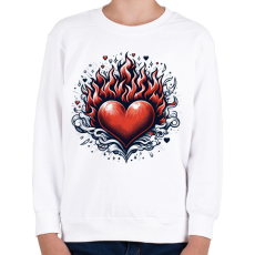 PRINTFASHION Lángoló Szív - Gyerek pulóver - Fehér