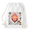 PRINTFASHION Lángoló Szív  - Sportzsák, Tornazsák - Fehér