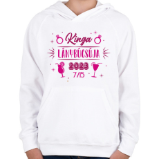 PRINTFASHION Lánnybúcsú - Névvel - Gyerek kapucnis pulóver - Fehér