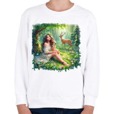 PRINTFASHION Lány az erdőben - Gyerek pulóver - Fehér gyerek pulóver, kardigán
