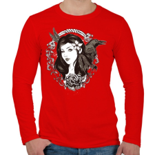 PRINTFASHION Lány és holló - Férfi hosszú ujjú póló - Piros férfi póló