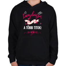 PRINTFASHION Lánybúcsú, a többi titok - Gyerek kapucnis pulóver - Fekete