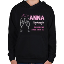 PRINTFASHION Lánybúcsú egyedi névvel - Gyerek kapucnis pulóver - Fekete gyerek pulóver, kardigán