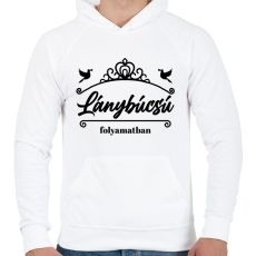 PRINTFASHION Lánybúcsú folyamatban - Férfi kapucnis pulóver - Fehér